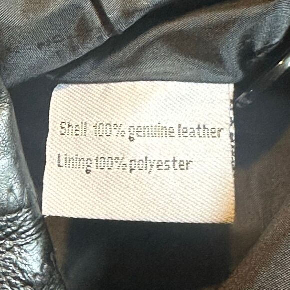 Cellini Leather Coat  Stitch Mosaic Patch Button Up Jacket - Picture 4 of 7